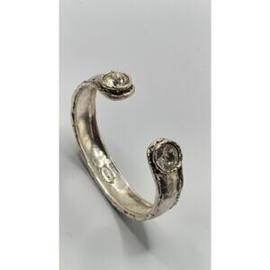 Chico’s Silver Tone Cuff Bracelet Rhinestone Open Cuff Statement Bracelet